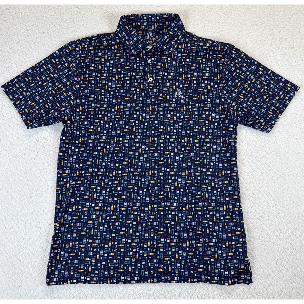 Rhoback Performance Polo Shirt Navy Blue Cocktail Mens Medium